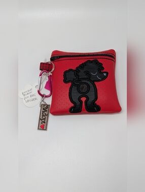 Handmade Red/Black Poodle Poo Waste Bag Holder